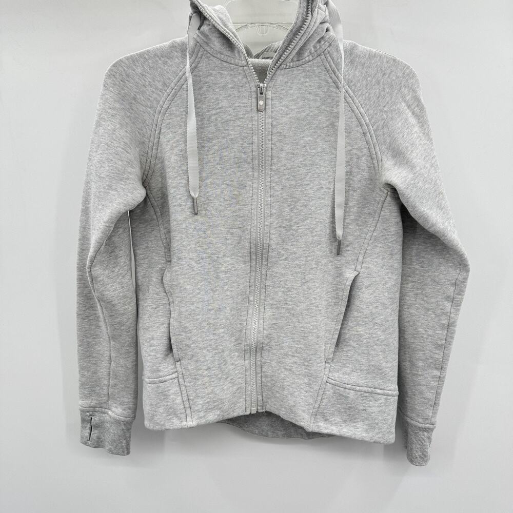 Lululemon Morning Restore Full Zip Hoodie Jacket Sz 2 Heather Gray Yoga Pockets